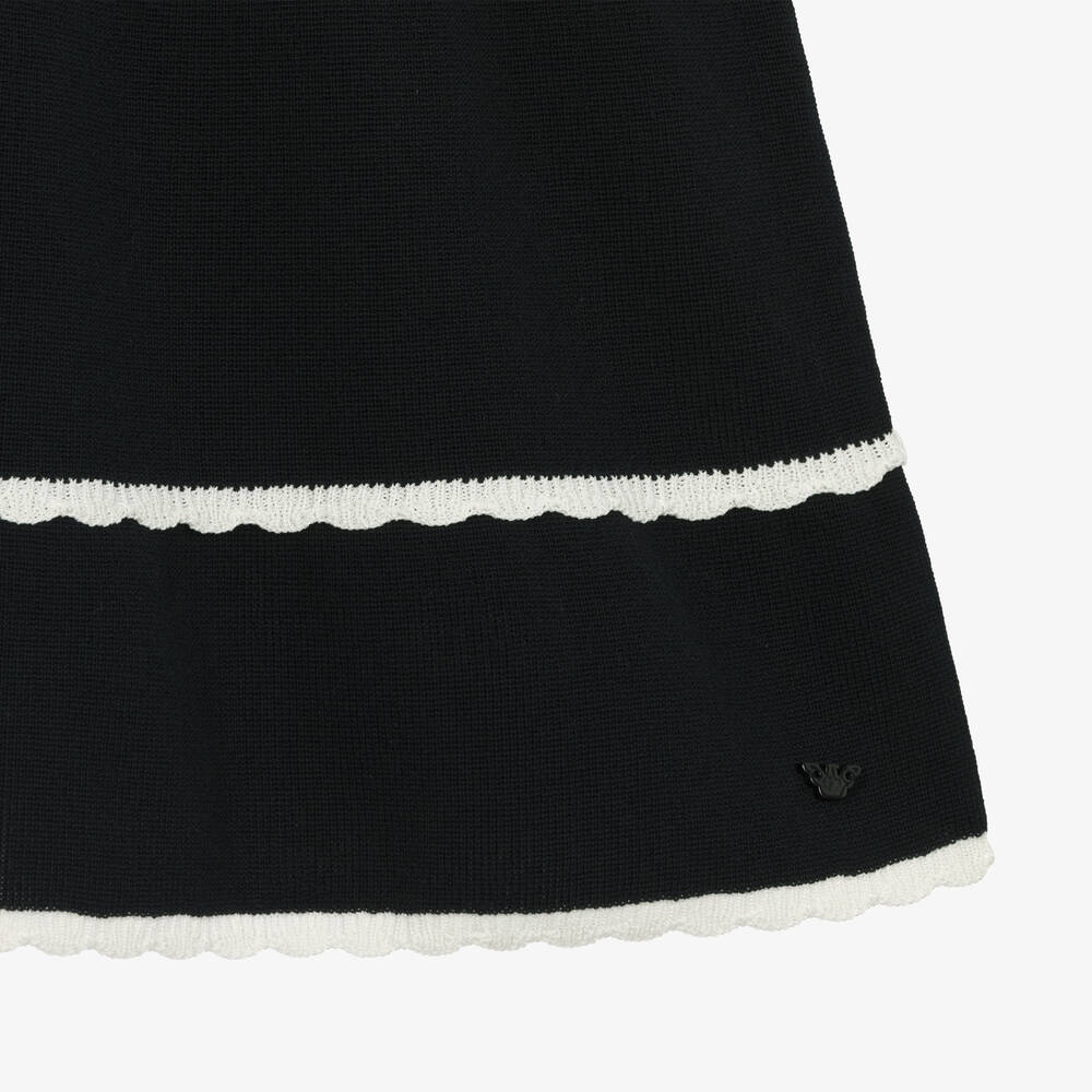 Emporio Armani-Girls Blue Cotton Knit Dress | Childrensalon Outlet