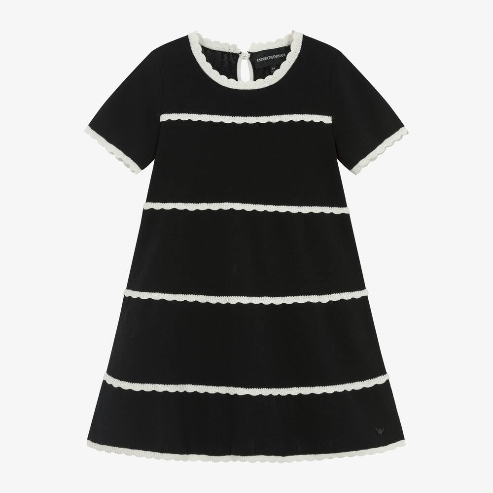 Emporio Armani-Girls Blue Cotton Knit Dress | Childrensalon Outlet