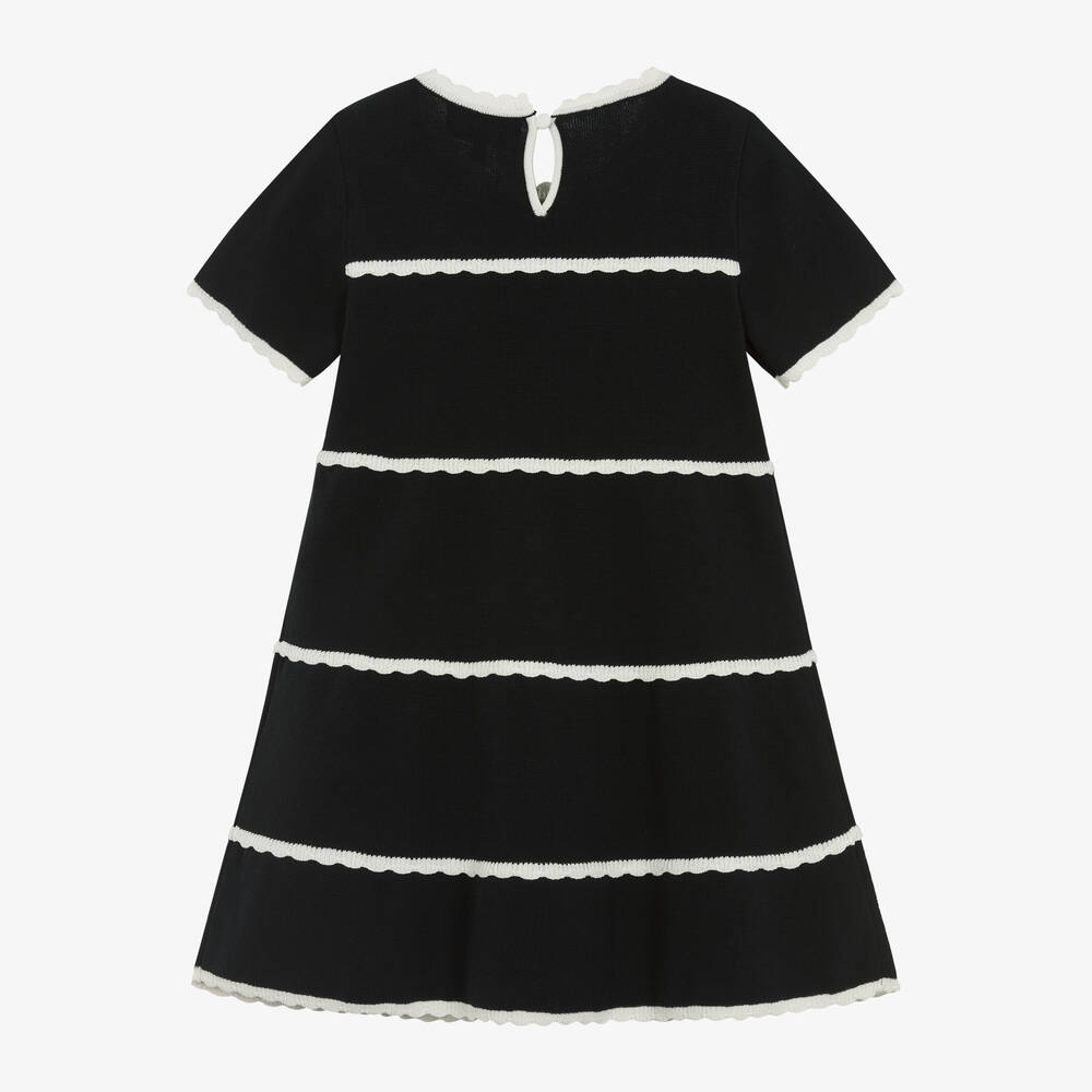 Emporio Armani-Girls Blue Cotton Knit Dress | Childrensalon Outlet