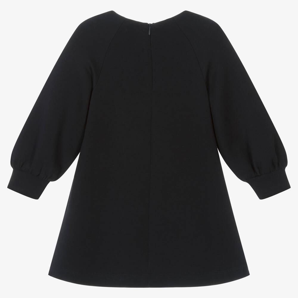 Emporio Armani-Girls Blue Cotton Milano Jersey Dress | Childrensalon Outlet