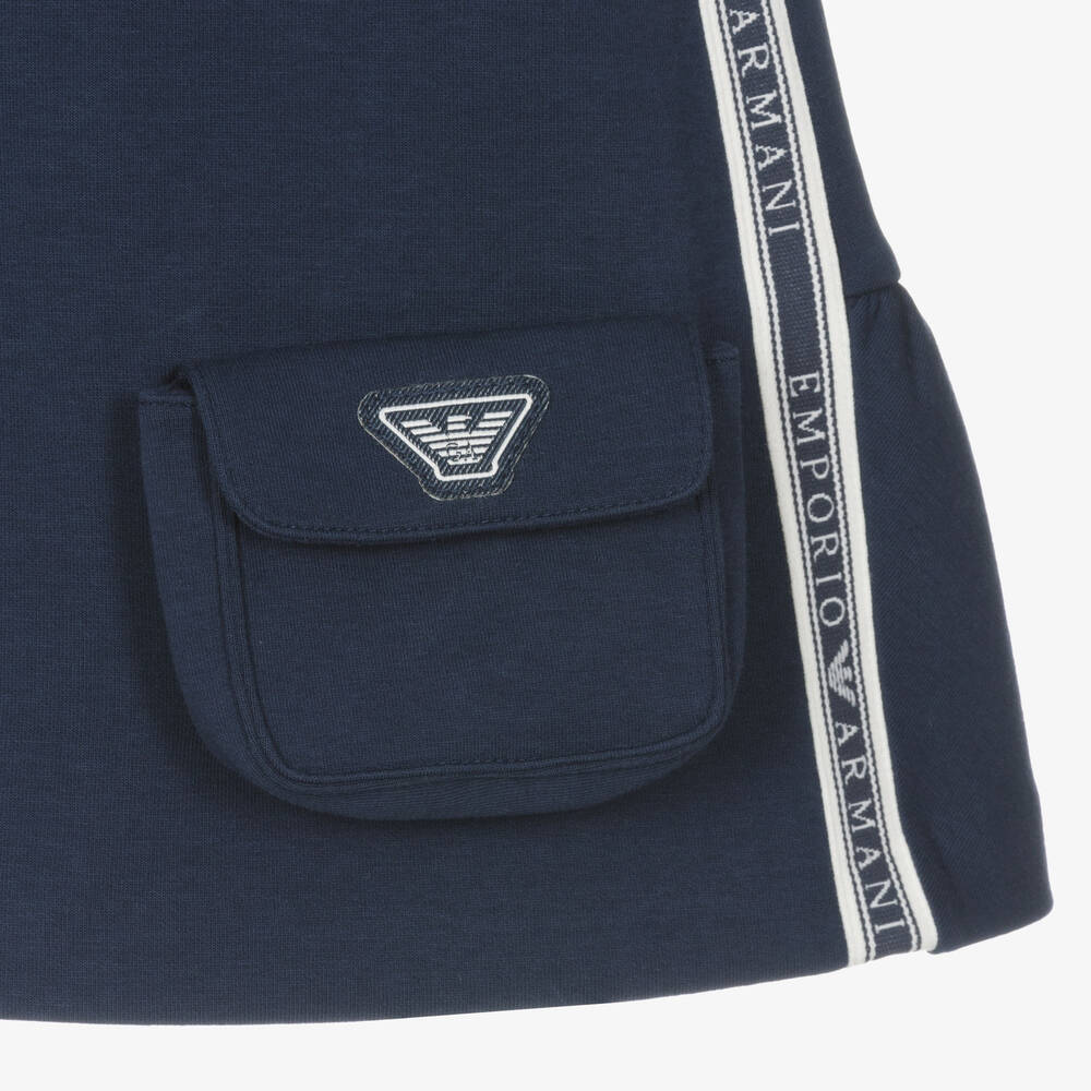 Emporio Armani-Girls Blue Cotton Taped Pocket Skirt | Childrensalon Outlet