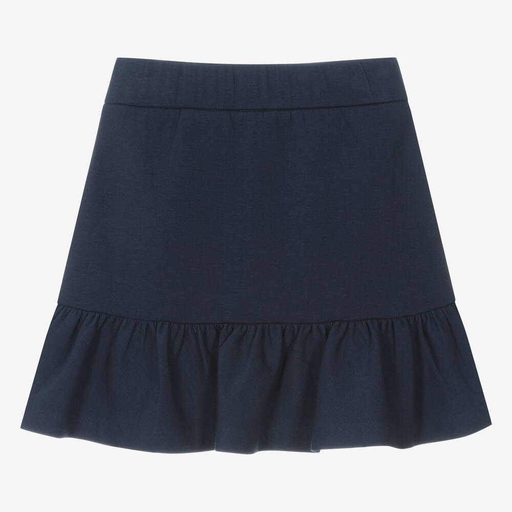 Emporio Armani-Girls Blue Cotton Taped Pocket Skirt | Childrensalon Outlet
