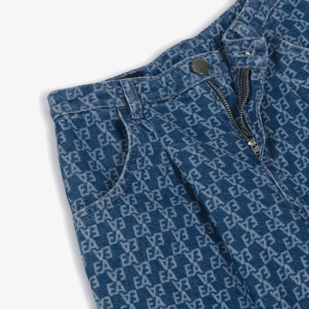 Emporio Armani-Джинсы из синего денима с логотипом для девочек | Childrensalon Outlet