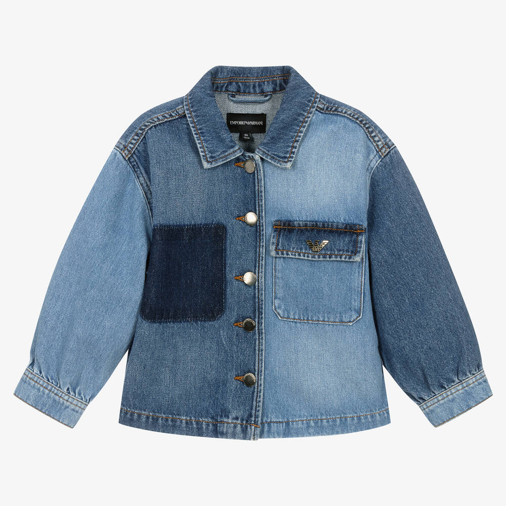 Emporio Armani - Girls Blue Denim Jacket | Childrensalon