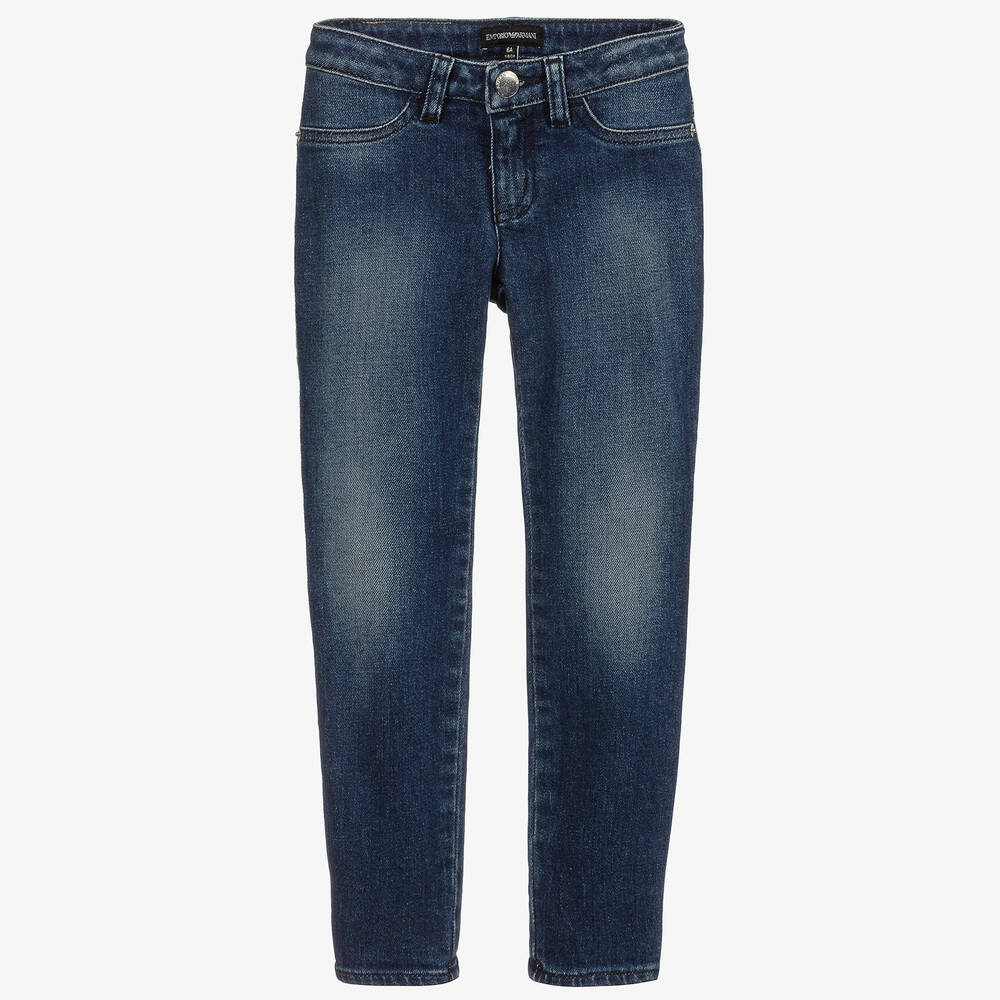 Emporio Armani - Girls Blue Denim Jeans | Childrensalon