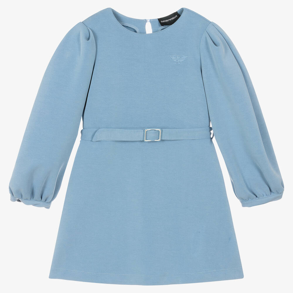Emporio Armani - Robe à ceinture bleue Eagle pour fille | Childrensalon