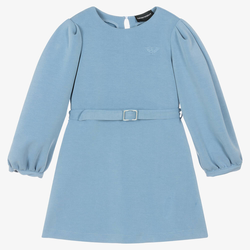 Emporio Armani - Girls Blue Eagle Belted Dress | Childrensalon