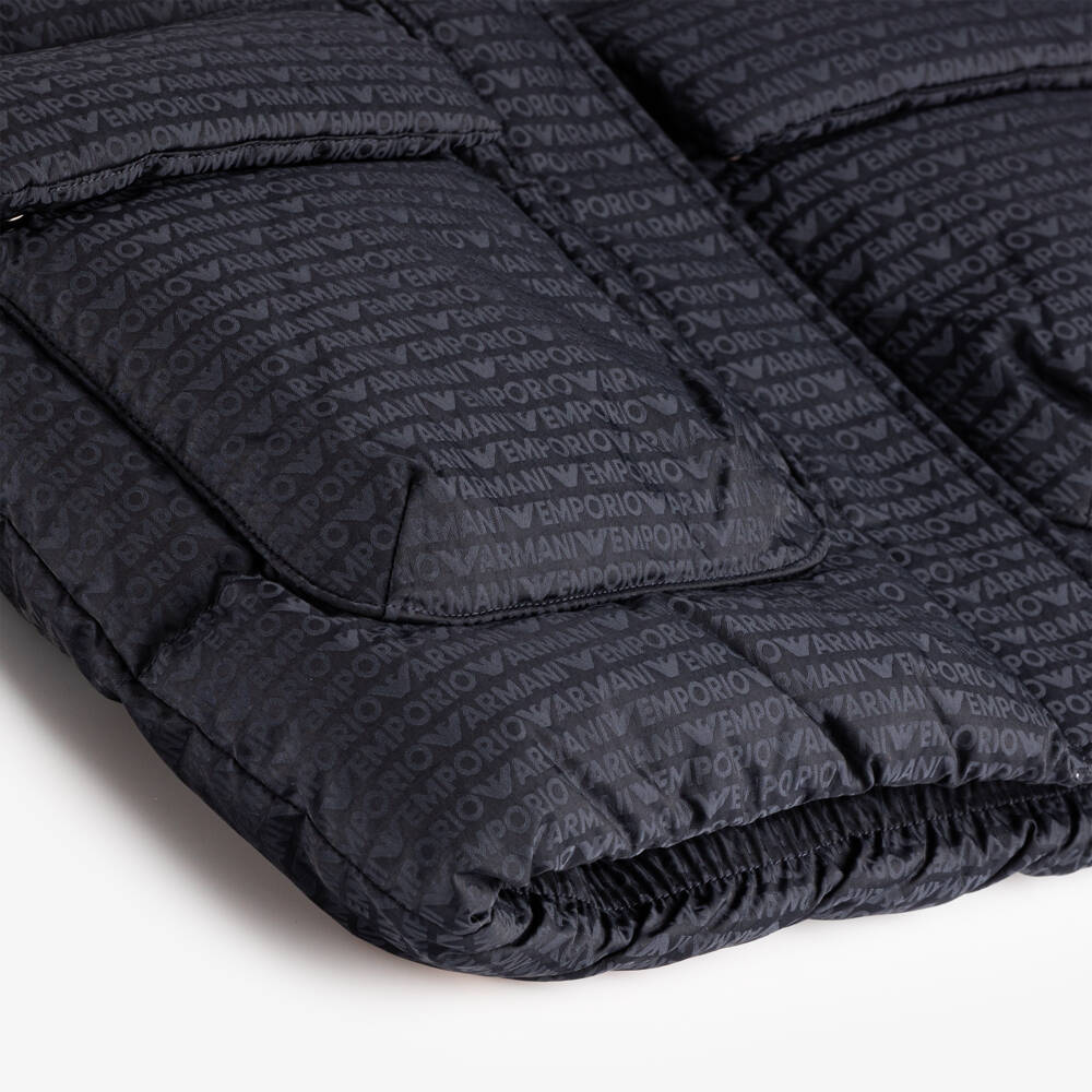 Emporio Armani-Girls Blue Hooded Down Coat | Childrensalon Outlet