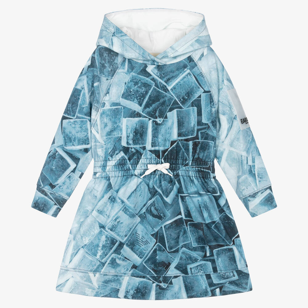 Emporio Armani - Robe bleue à capuche Earctic fille | Childrensalon