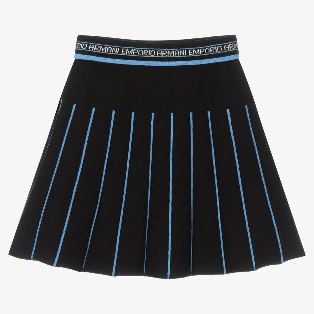 Emporio Armani - Girls Blue Knitted Logo Skirt | Childrensalon