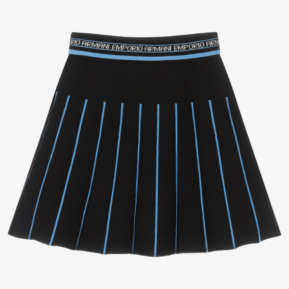 Emporio Armani-Girls Blue Knitted Logo Skirt | Childrensalon Outlet