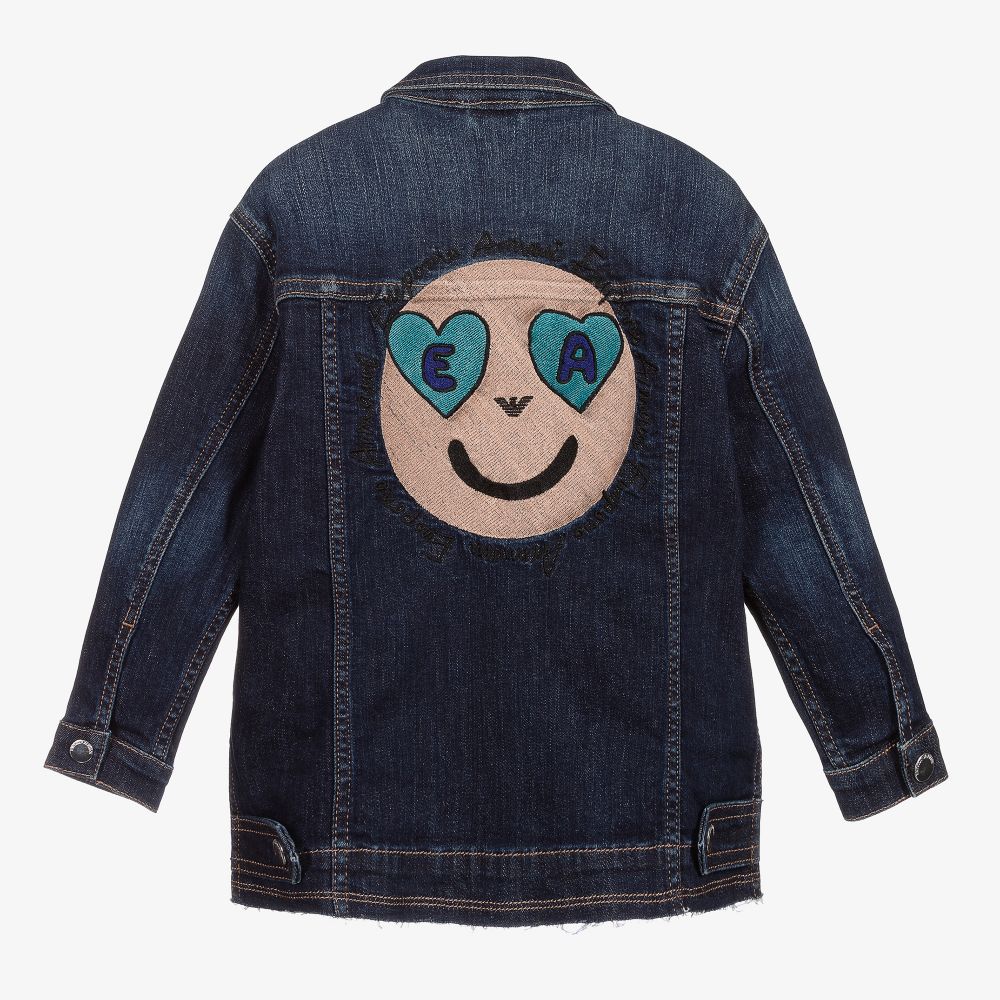 Emporio Armani-Girls Blue Logo Denim Jacket | Childrensalon Outlet