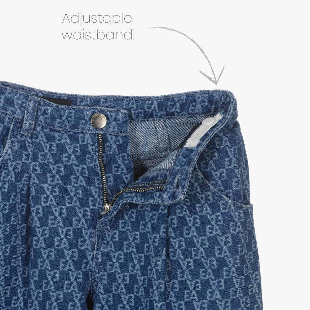 Emporio Armani-جينز دنيم أزرق بشعار للبنات | Childrensalon Outlet