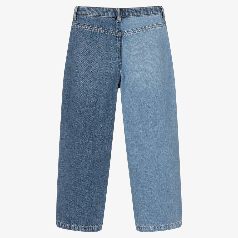 Emporio Armani-Girls Blue Patchwork Denim Jeans | Childrensalon Outlet