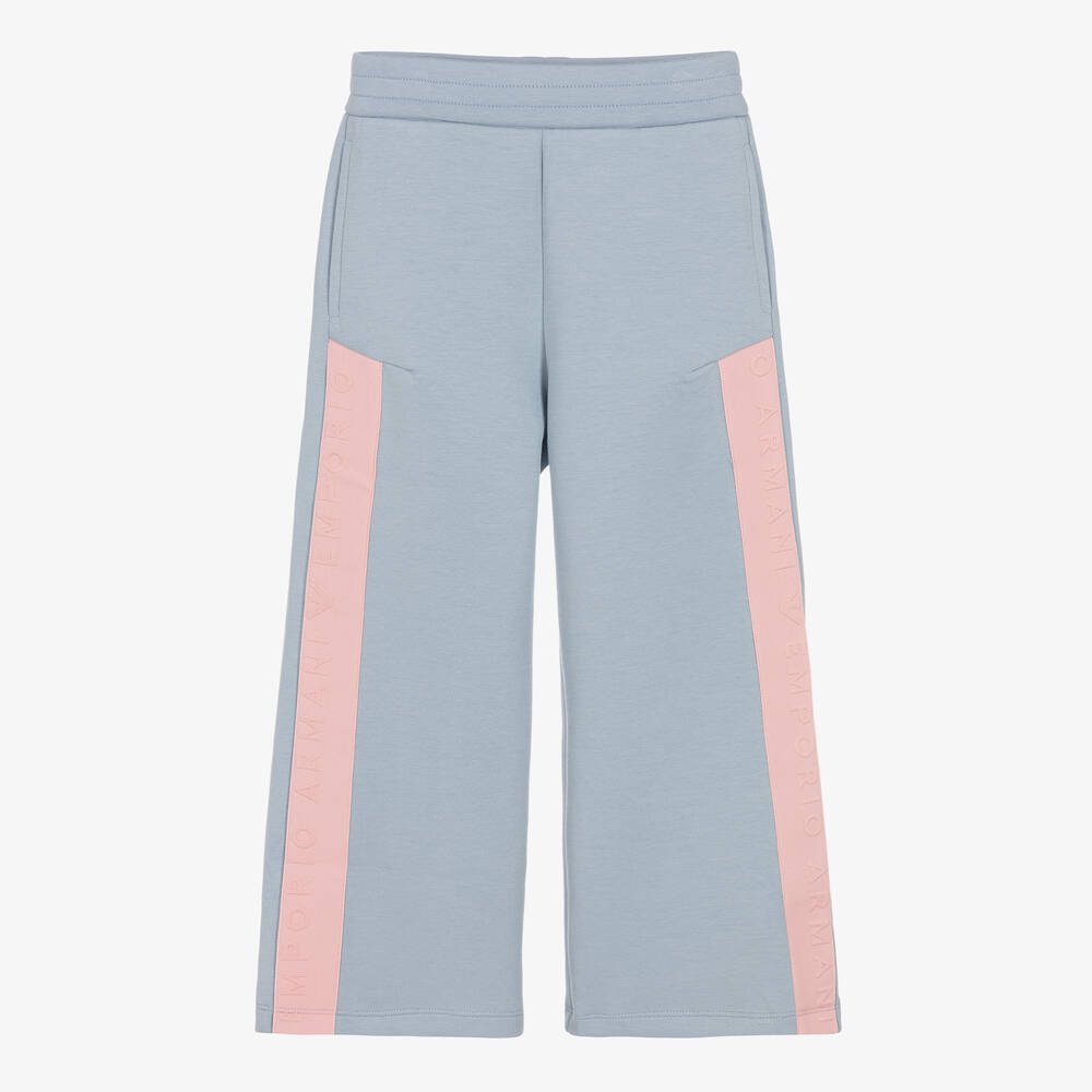 Emporio Armani - Girls Blue & Pink Cotton Joggers | Childrensalon