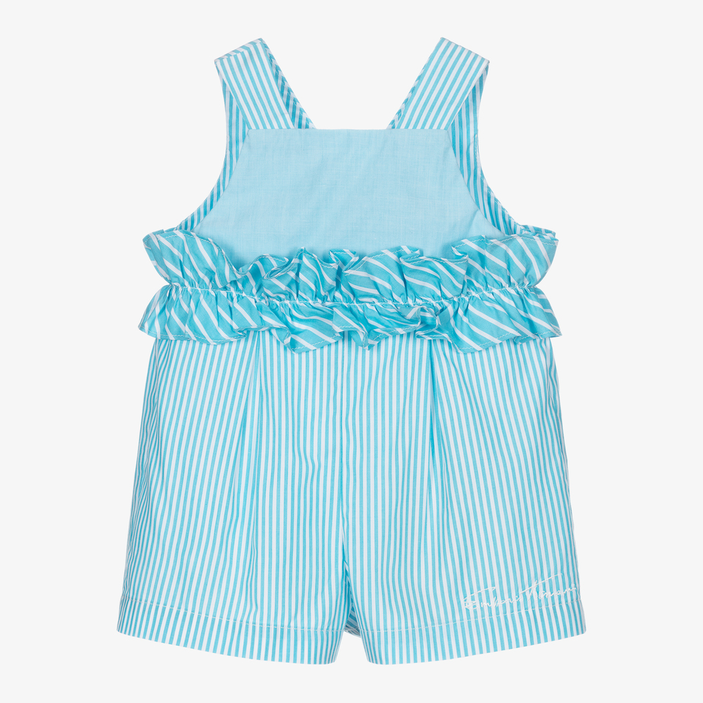 Emporio Armani - Combi-short bleue rayée Fille | Childrensalon