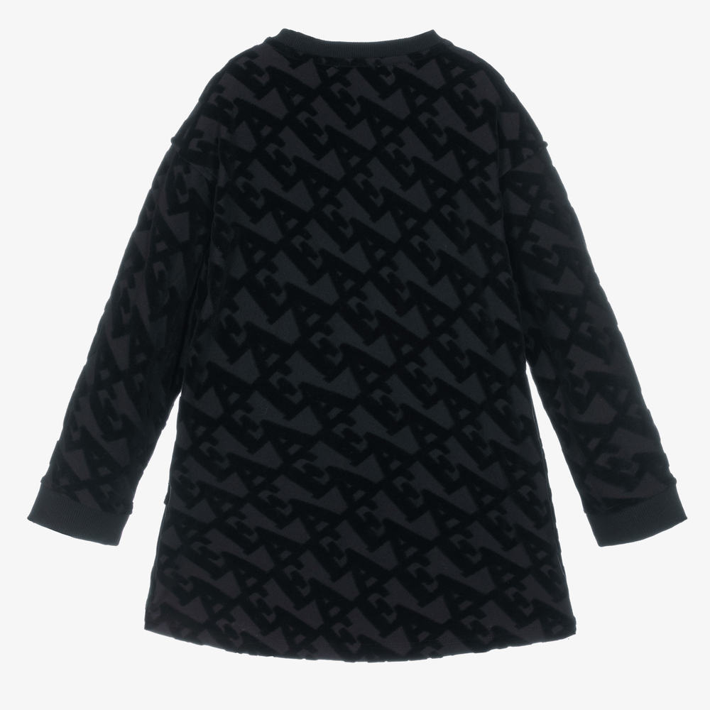 Emporio Armani-Синее велюровое платье для девочек | Childrensalon Outlet