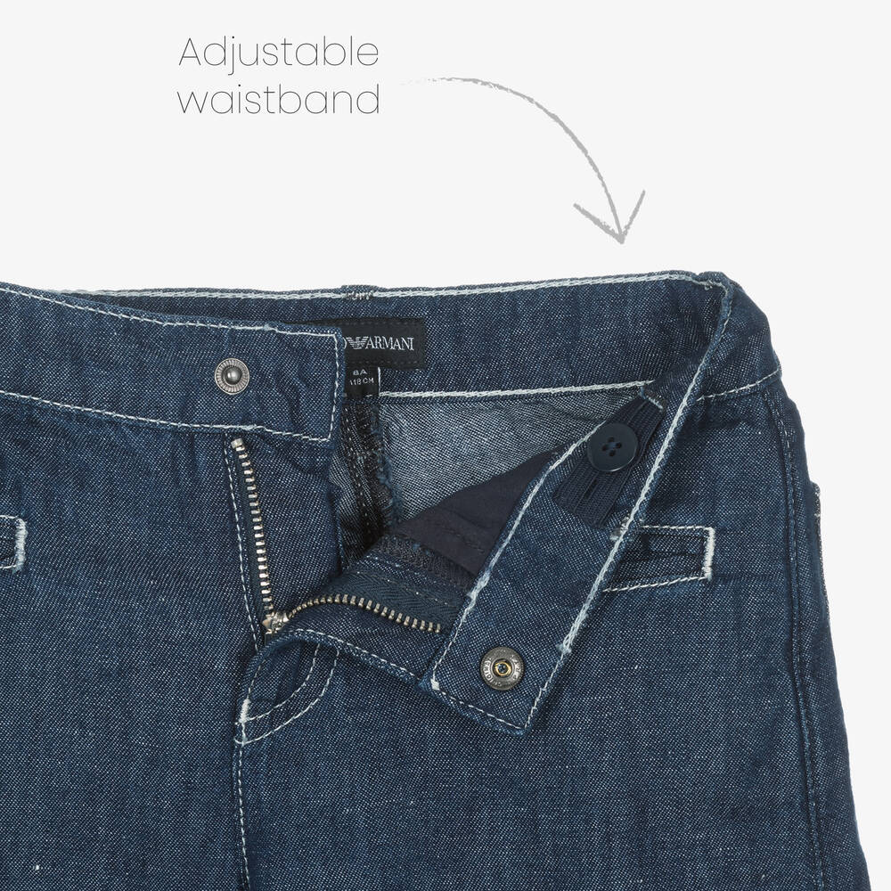 Emporio Armani-Girls Blue Wide Leg Jeans | Childrensalon Outlet