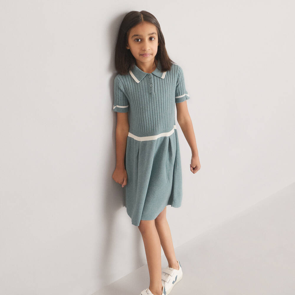 Emporio Armani-فستان محبوك أخضر حكيم للبنات | Childrensalon Outlet