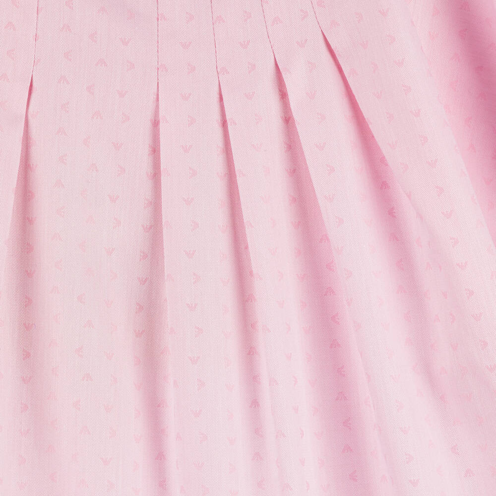 Emporio Armani-Girls Blush Cotton Eagle Emblem Dress | Childrensalon Outlet