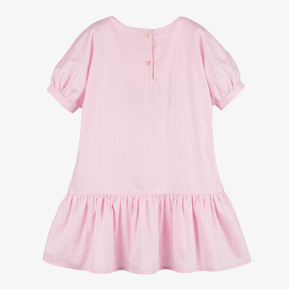 Emporio Armani-Girls Blush Cotton Eagle Emblem Dress | Childrensalon Outlet