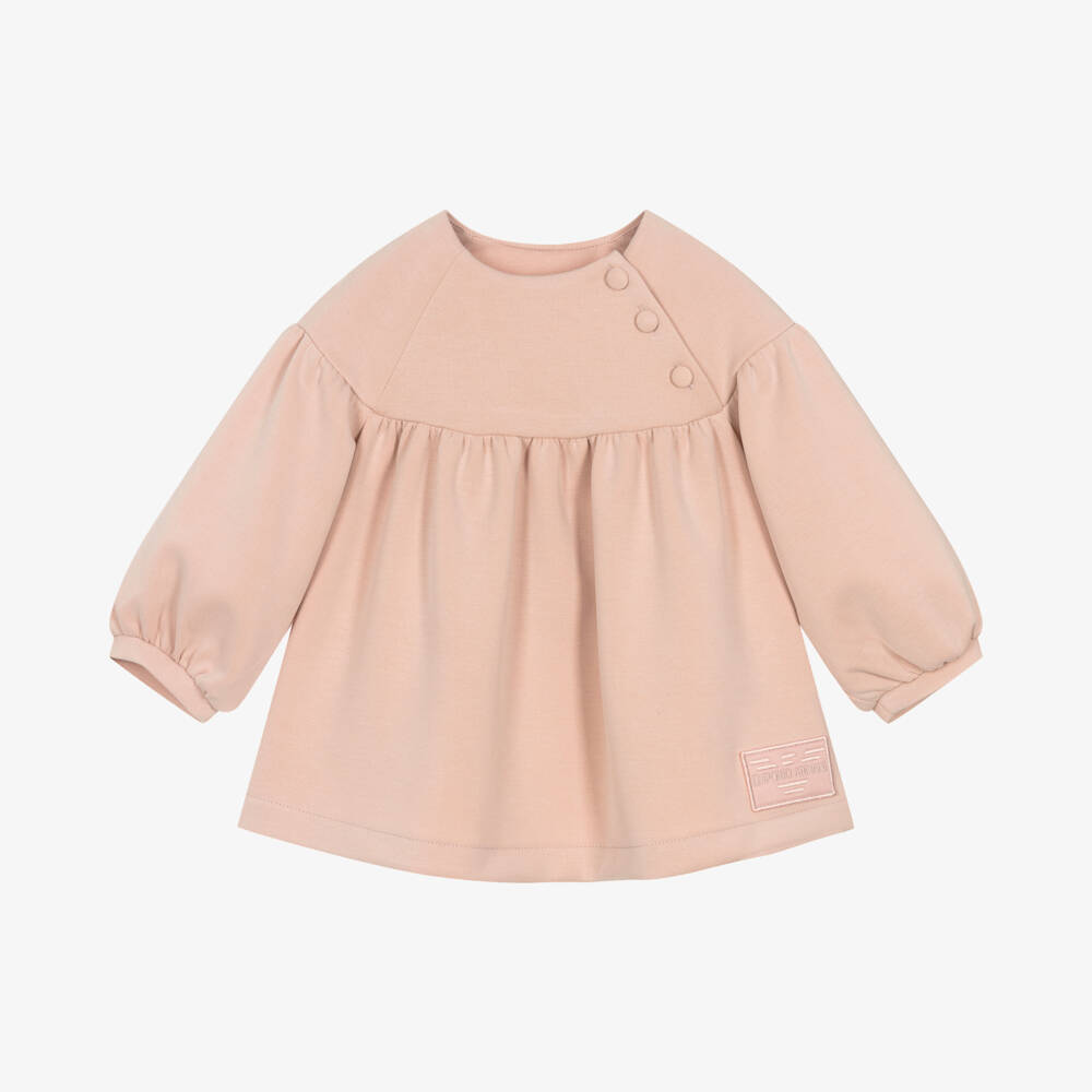 Emporio Armani-Girls Blush Jersey Button Dress | Childrensalon Outlet