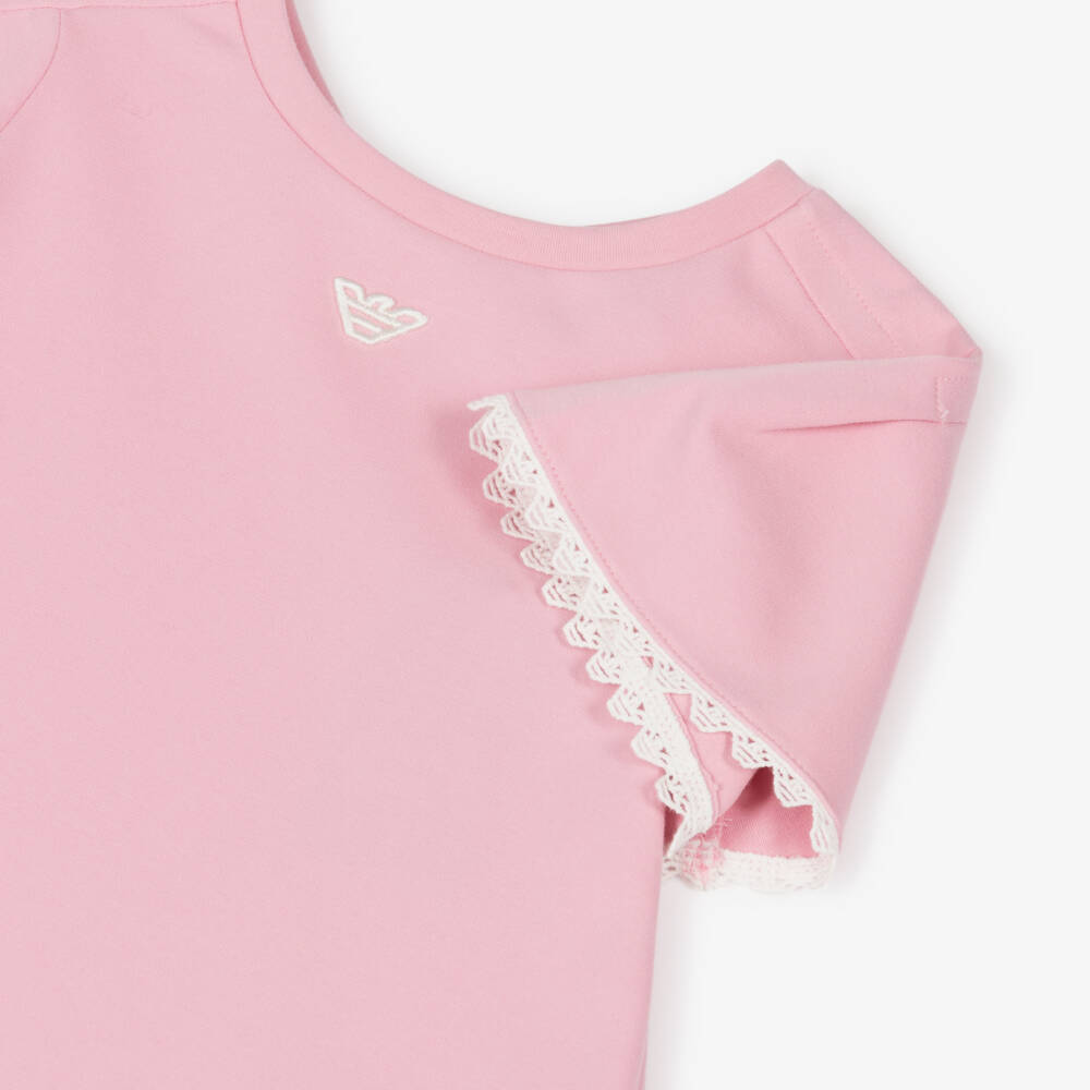Emporio Armani-Girls Blush Jersey Lace Accent Dress | Childrensalon Outlet