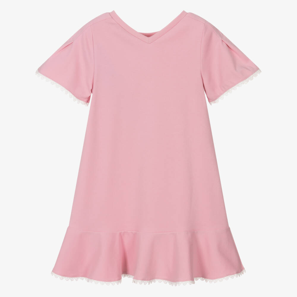 Emporio Armani-Girls Blush Jersey Lace Accent Dress | Childrensalon Outlet