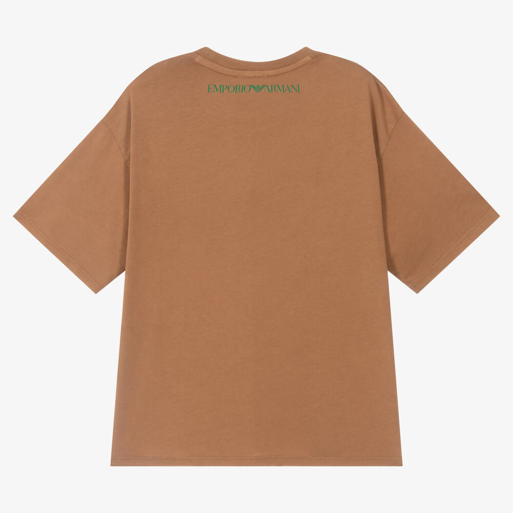 Emporio Armani - Girls Brown Cotton Logo T-Shirt