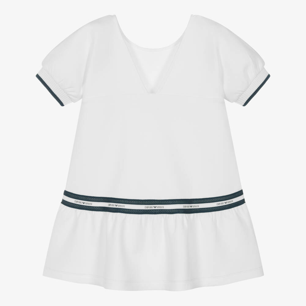 Emporio Armani-Girls Chic White Jersey Dress | Childrensalon Outlet