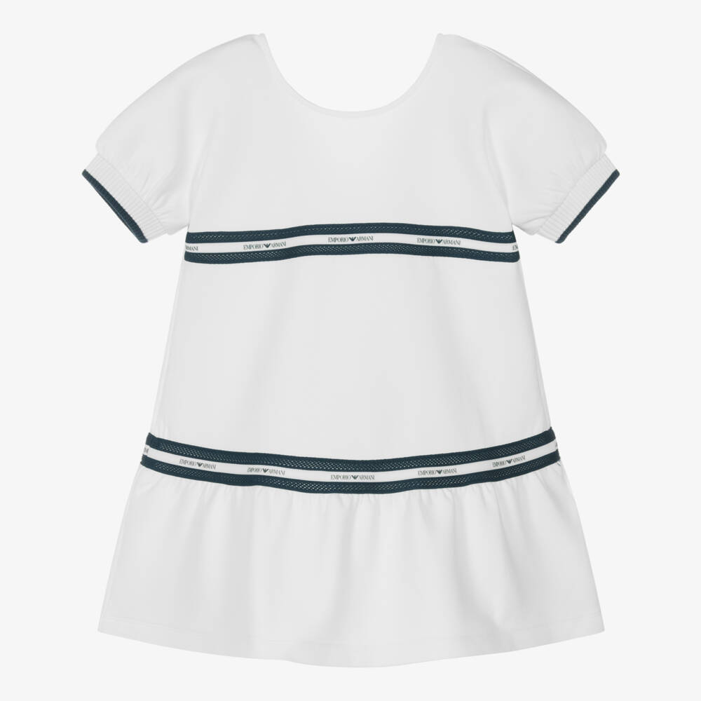 Emporio Armani-فستان أبيض أنيق للبنات | Childrensalon Outlet