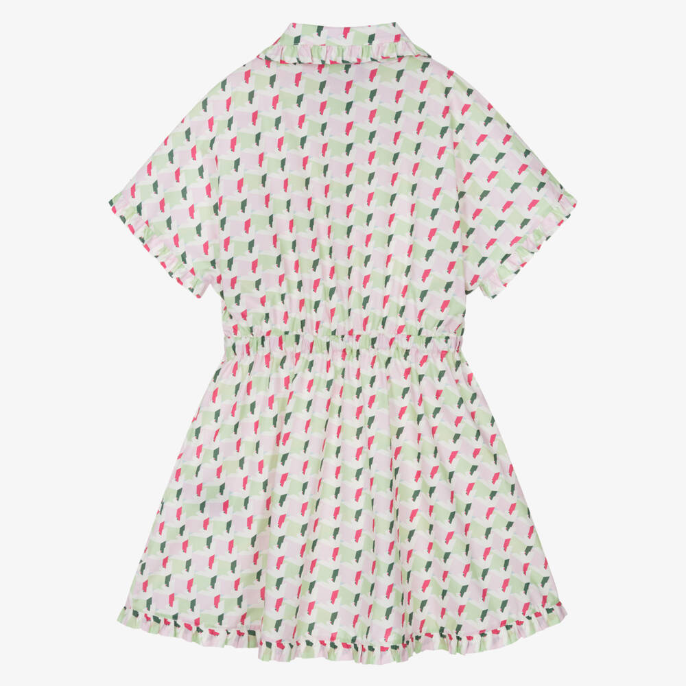 Emporio Armani-Girls Cotton Dress with Frills & Eagles | Childrensalon Outlet