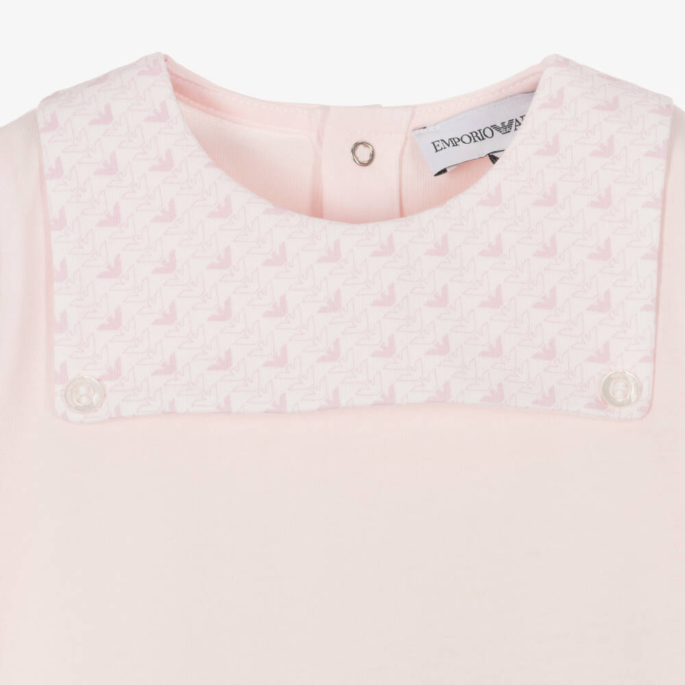 Emporio Armani-Girls Cotton Pink Sleepsuit Set | Childrensalon Outlet