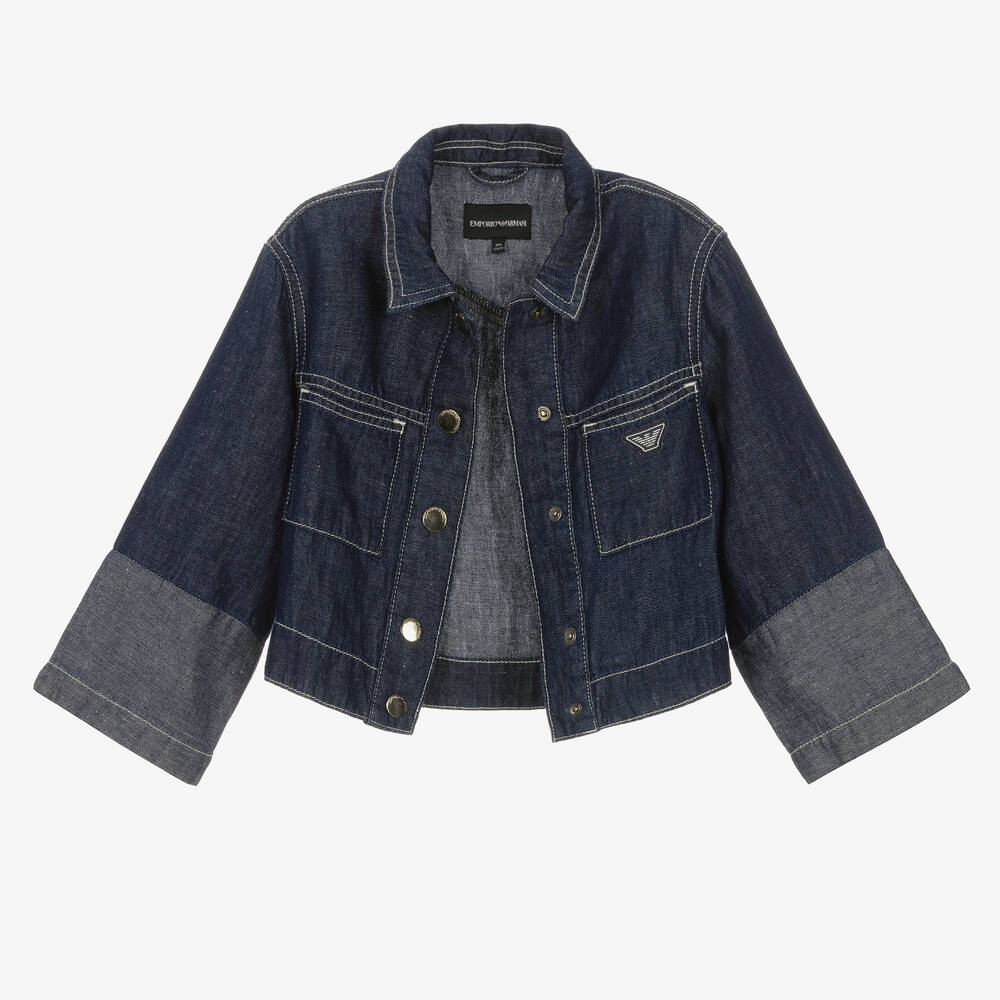 Emporio Armani-Girls Dark Blue Chambray Jacket | Childrensalon Outlet