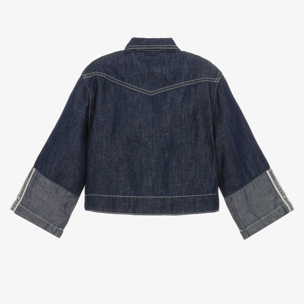 Emporio Armani-Girls Dark Blue Chambray Jacket | Childrensalon Outlet