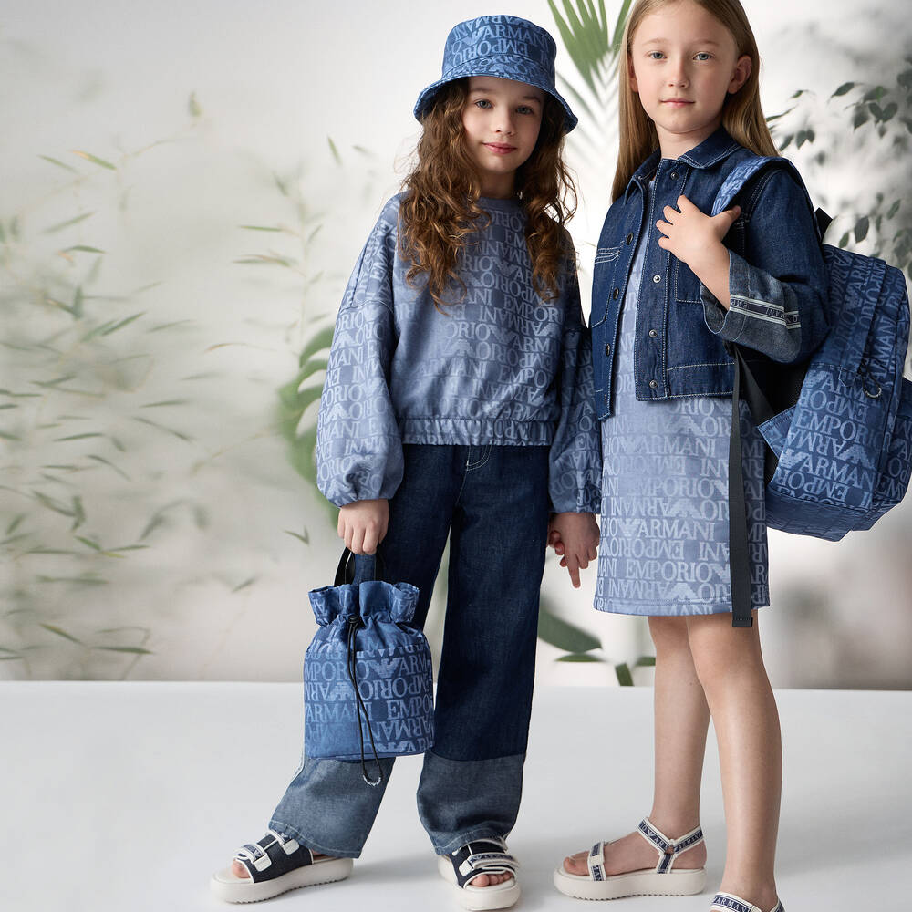 Emporio Armani-Girls Dark Blue Chambray Jacket | Childrensalon Outlet
