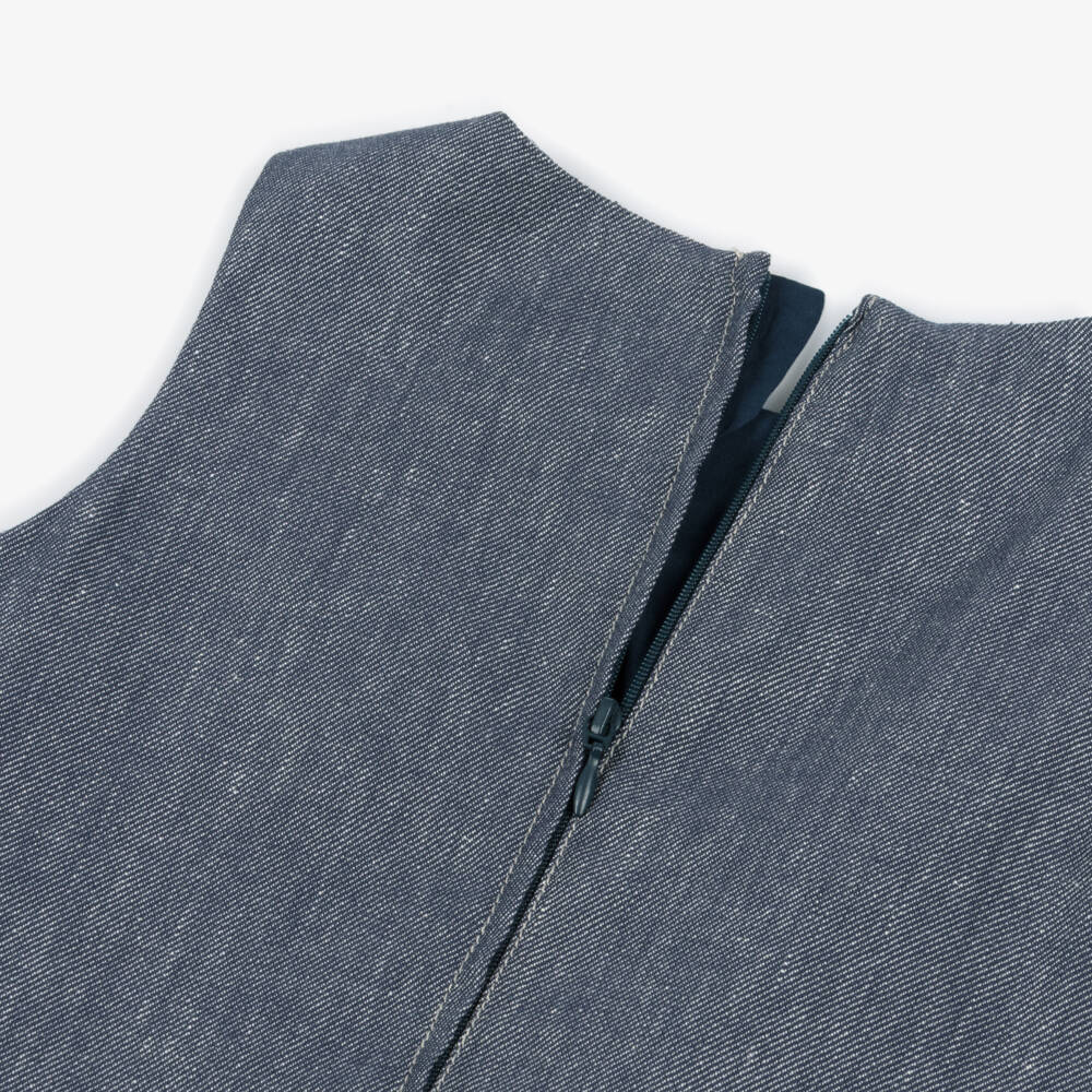 Emporio Armani-Girls Dark Blue Denim Dress with Gold Eagle Logo Button Detailing | Childrensalon Outlet