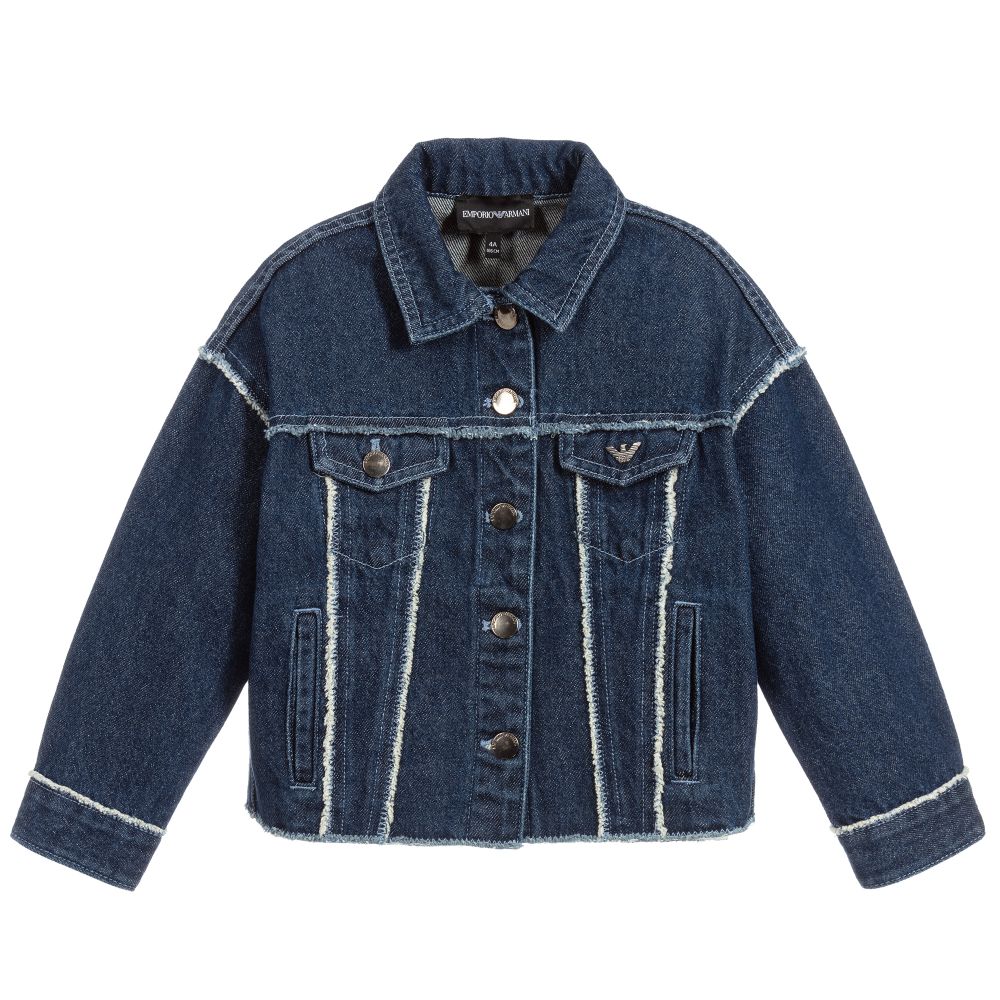 Emporio Armani - Girls Dark Blue Denim Jacket | Childrensalon