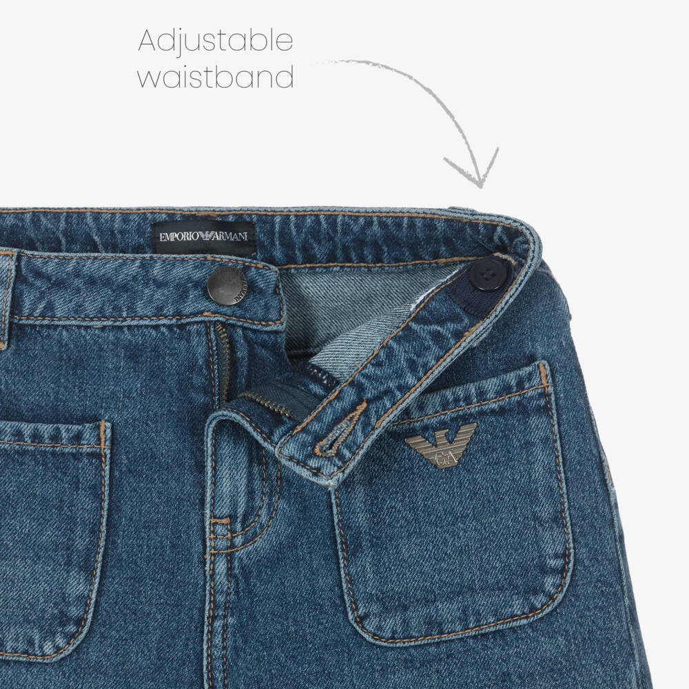 Emporio Armani-Girls Denim High-Rise Trousers | Childrensalon Outlet