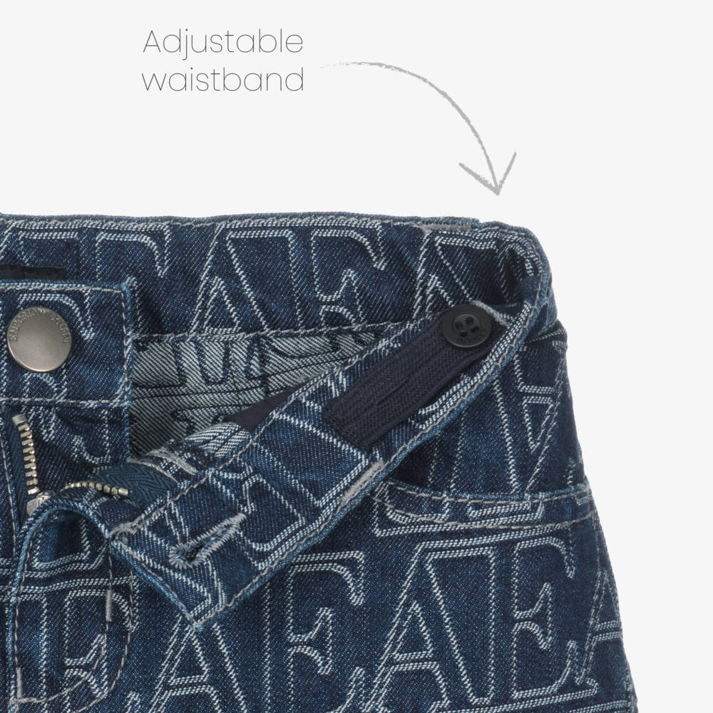 إEmporio Armani-جينز بأرجل واسعة دنيم لون أزرق للبنات | Childrensalon Outlet