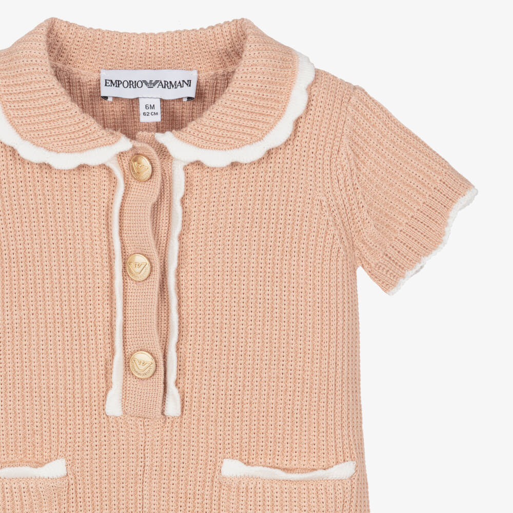 Emporio Armani-Розовый вязаный ромпер для девочек | Childrensalon Outlet