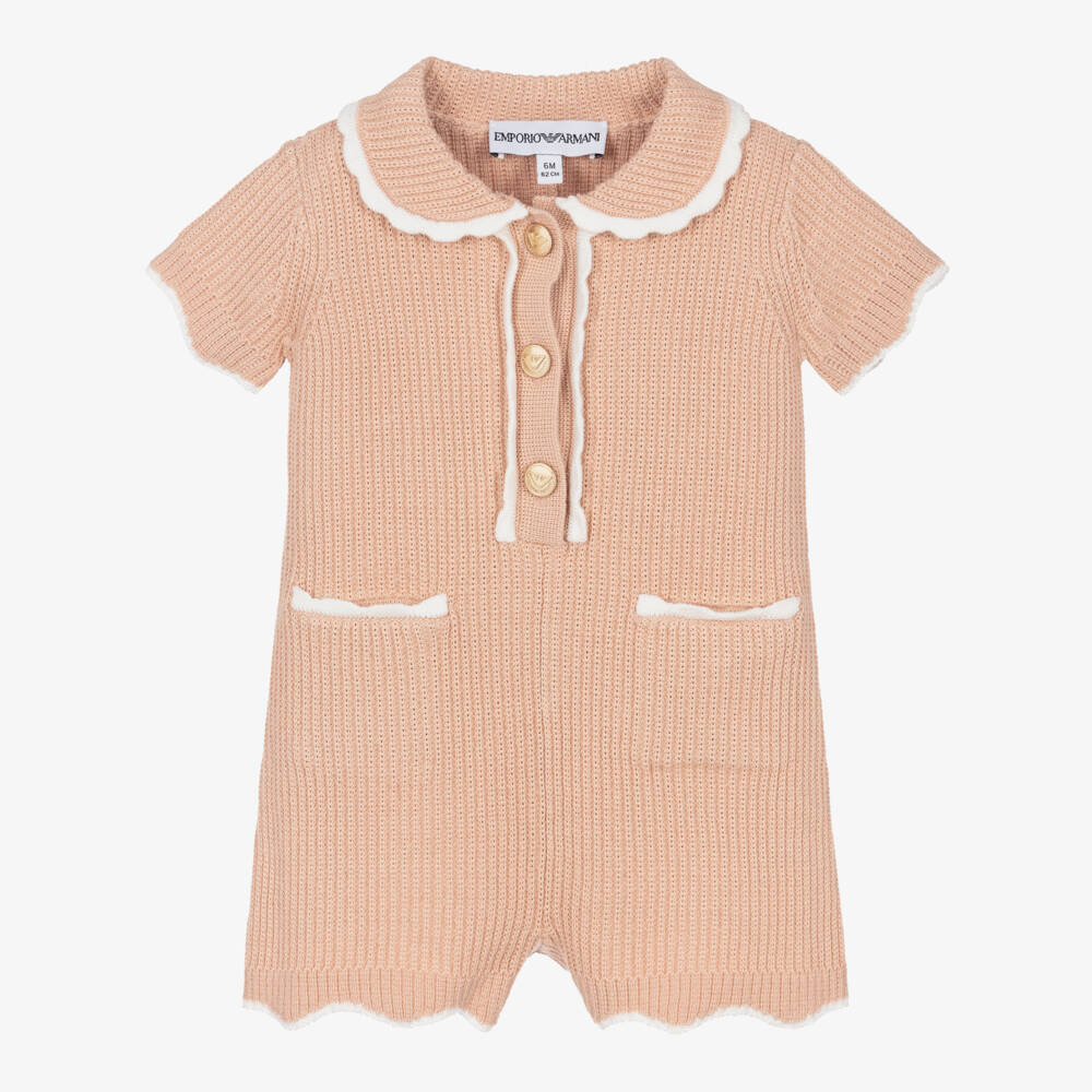 Emporio Armani-Розовый вязаный ромпер для девочек | Childrensalon Outlet