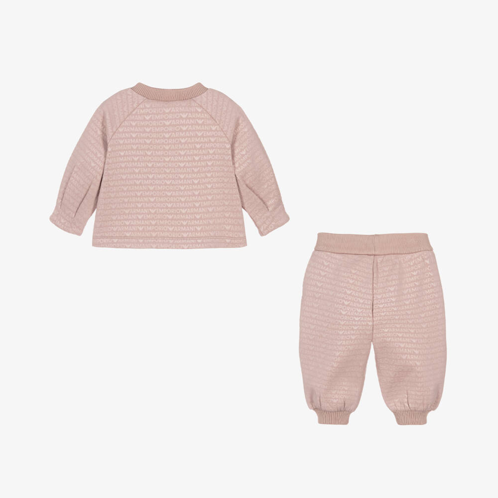 Emporio Armani-Girls Dusky Pink Logo Tracksuit | Childrensalon Outlet