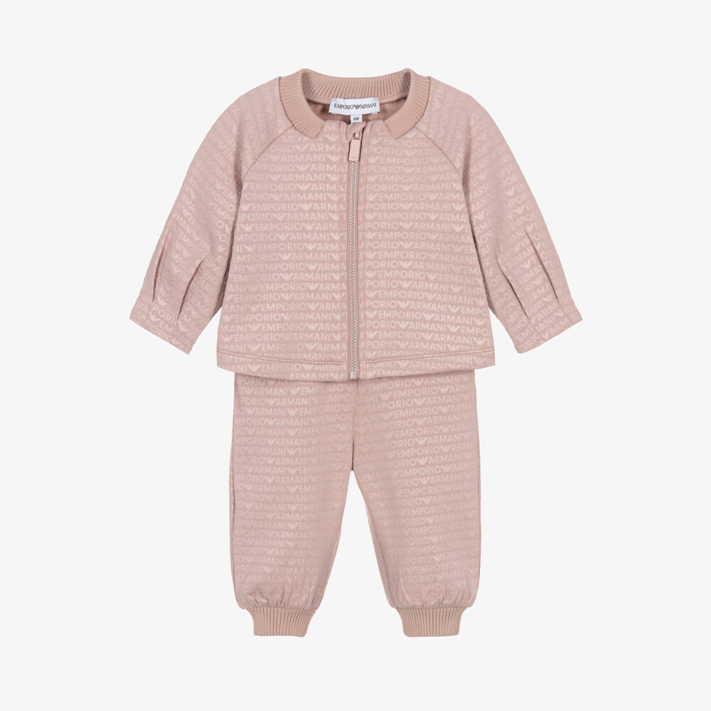 Emporio Armani-Girls Dusky Pink Logo Tracksuit | Childrensalon Outlet