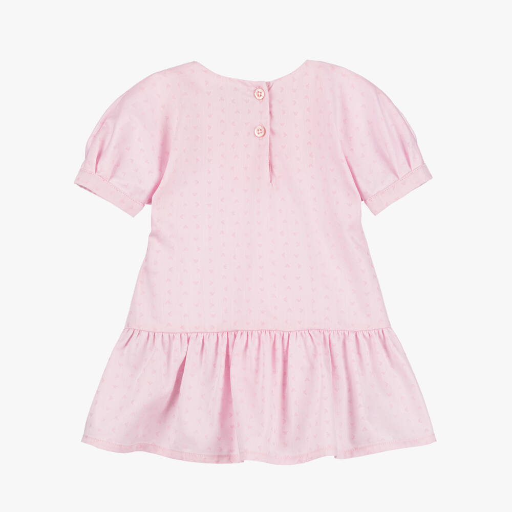 Emporio Armani-Girls Eagle Emblem Pink Dress | Childrensalon Outlet