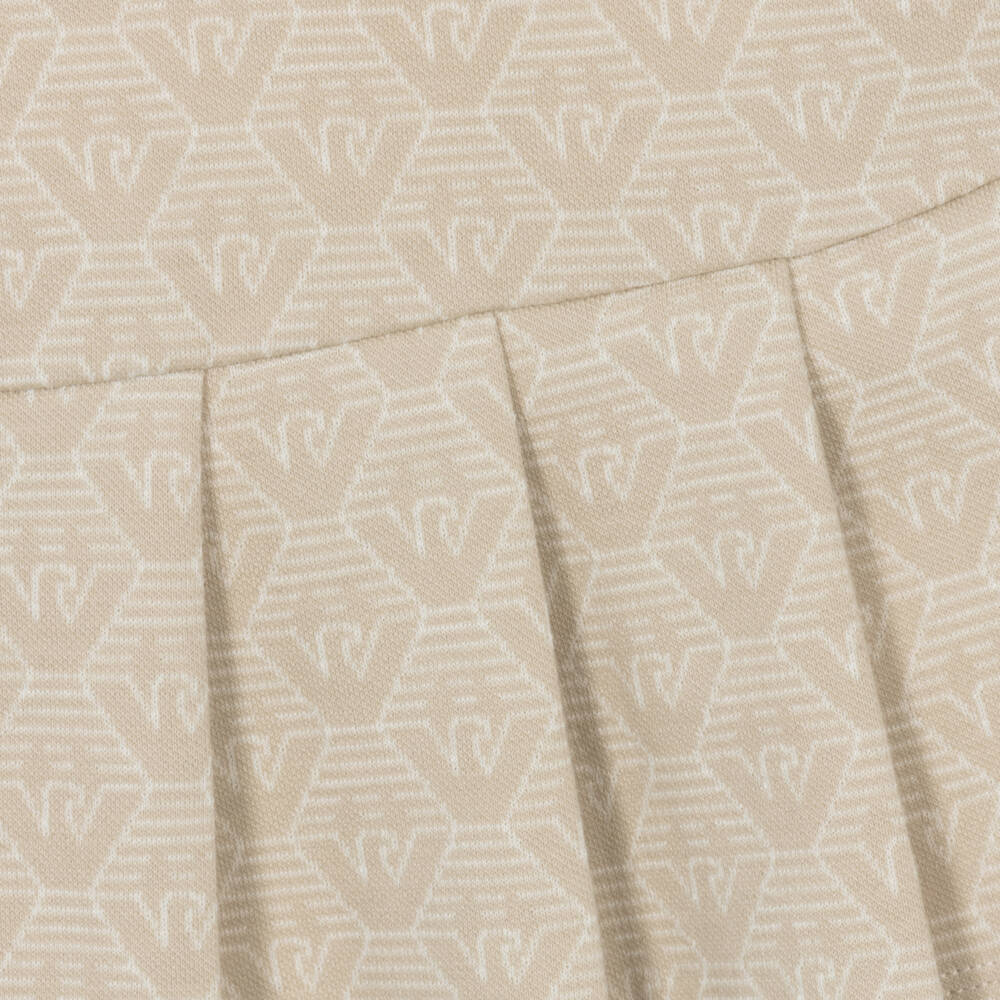 Emporio Armani-Элегантное бежевое платье с орлом для девочек | Childrensalon Outlet