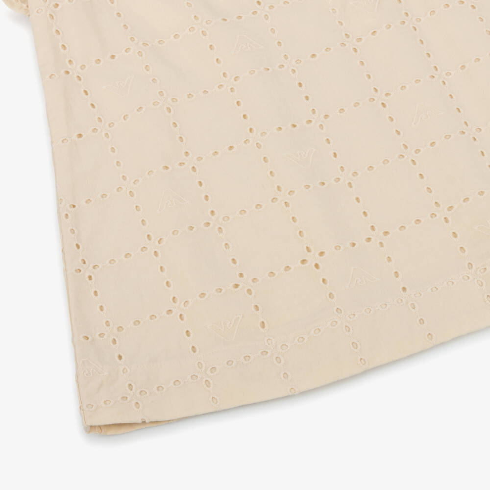 Emporio Armani-Girls Elegant Beige Embroidered Dress | Childrensalon Outlet