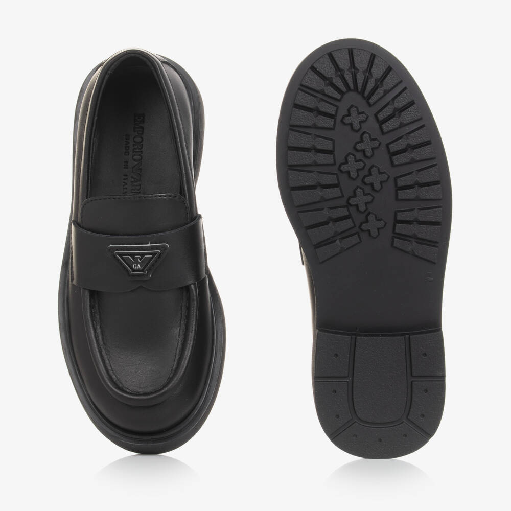 إمبوريو أرماني-حذاء لوفر جلد لون أسود للبنات | Childrensalon Outlet