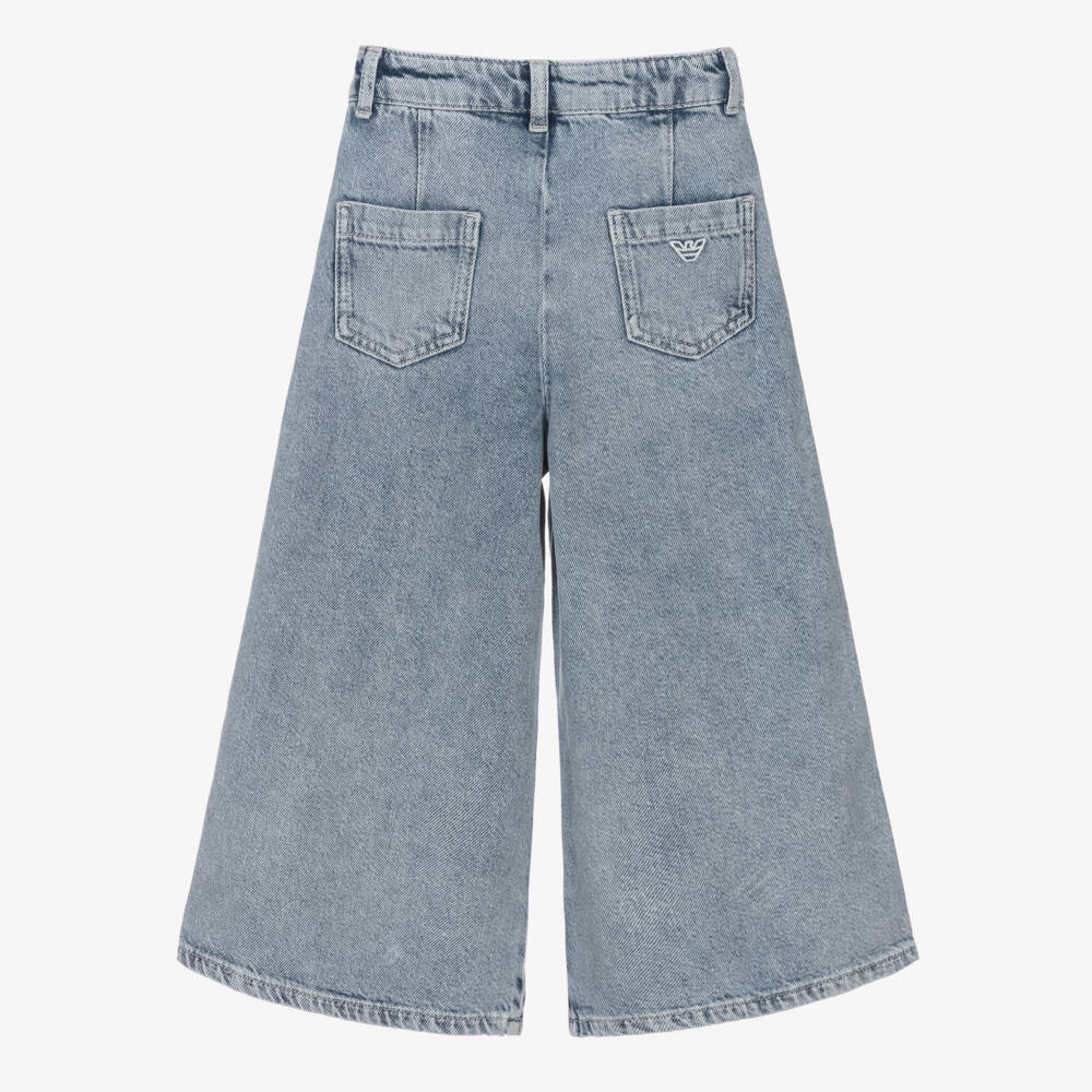 Emporio Armani-Girls Flared Blue Denim Trousers | Childrensalon Outlet