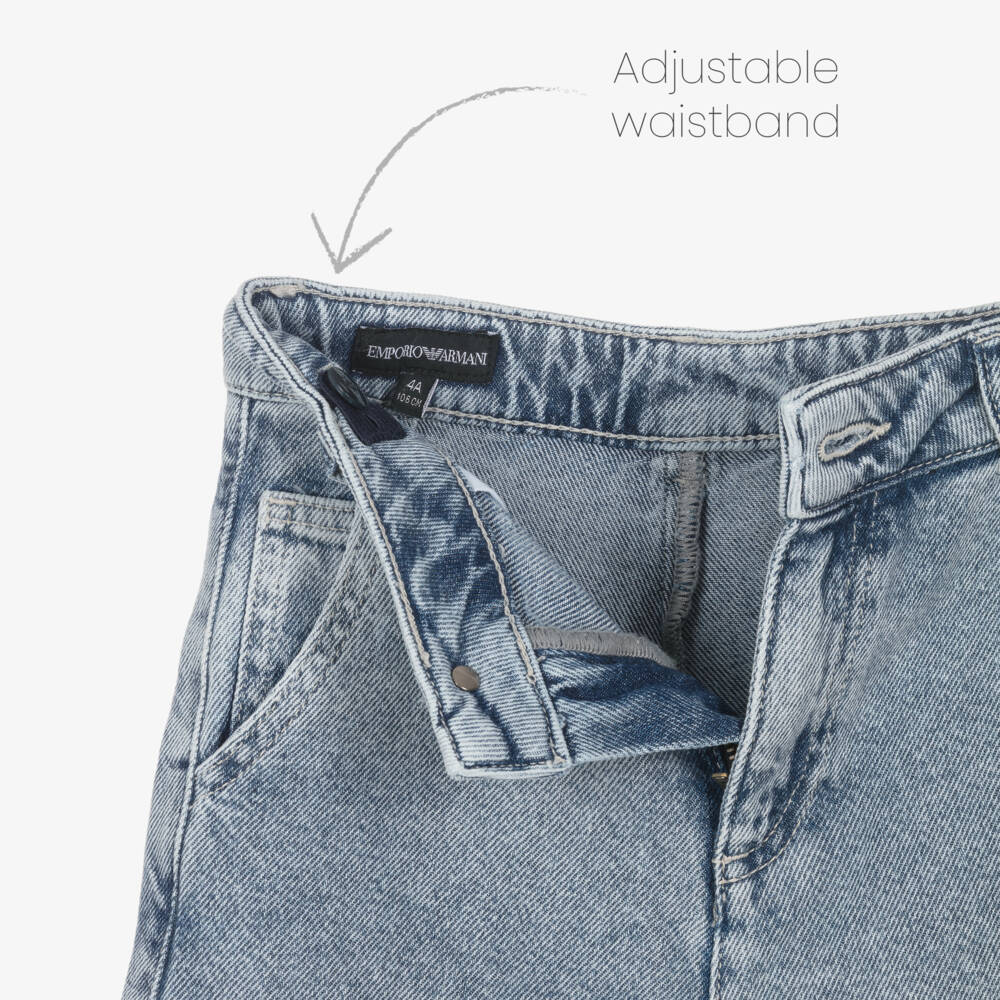 Emporio Armani-Girls Flared Blue Denim Trousers | Childrensalon Outlet